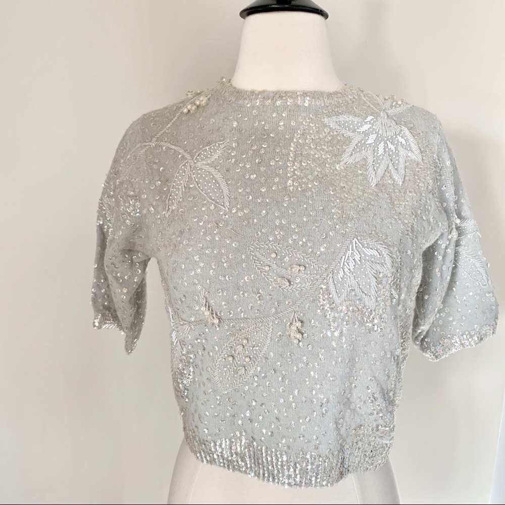 Vintage 1960s Wool Beaded Sweater